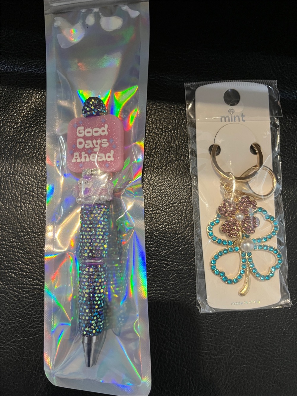 Kitty pen and Stylus and Clover bag charm